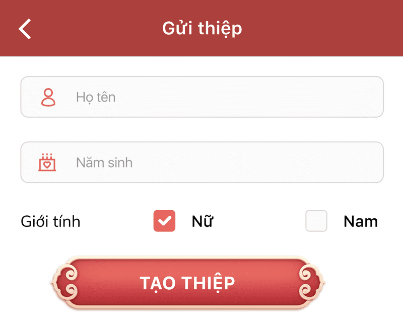 Nhập các thông tin