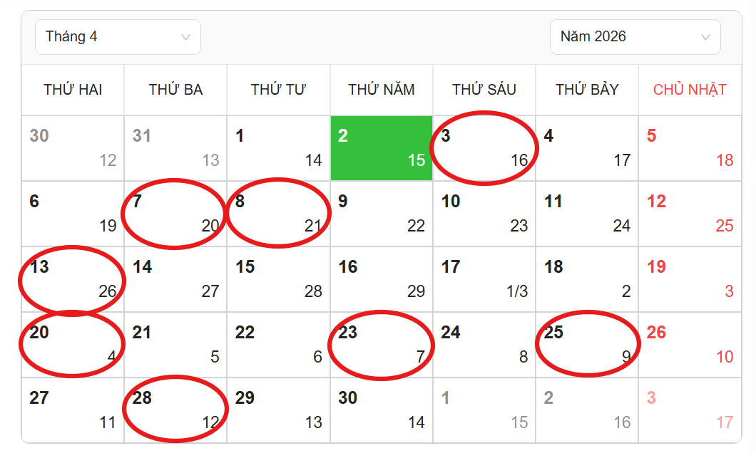 Ng&agrave;y đẹp khai trương th&aacute;ng 4/2026