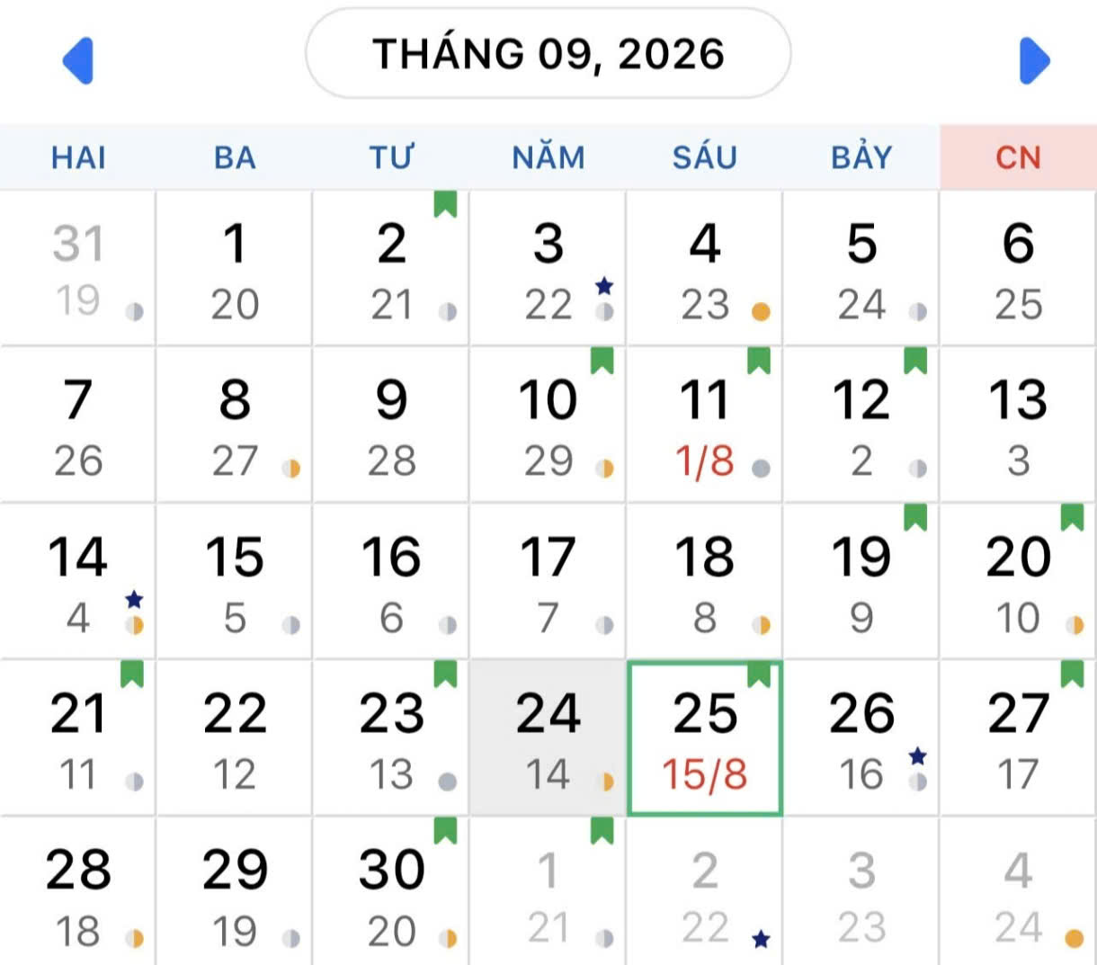 Trung thu 2026 là ngày bao nhiêu dương lịch?